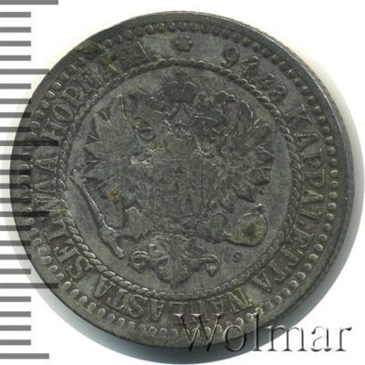 1 марка 1866 г. S. Для Финляндии (Александр II). (1 марка. Финляндия 1866г. S. Ag.)
