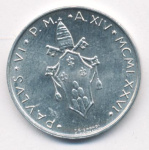 Ватикан 10 лир, 1976 (10 лир. Ватикан 1976)