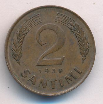 Латвия 2 сантима, 1939 (2 сантима. Латвия. 1939)