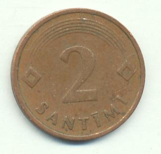 Латвия 2 сантима, 1992 (2 сантим. Латвия 1992)