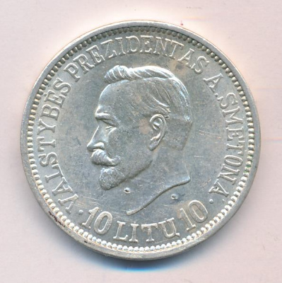 Литва 10 лит, 1938 (10 лит. Литва 1938)