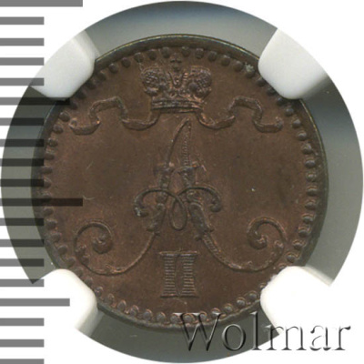 1 пенни 1865 г. Для Финляндии (Александр II). (1 пенни. Финляндия 1865г. Cu.)