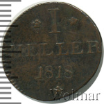 Франкфурт 1 геллер, 1818 (1 геллер. Франкфурт. Германия 1818г. Cu.)