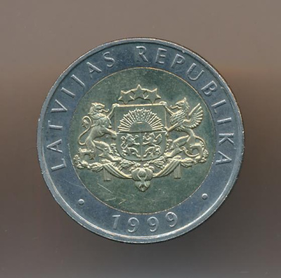 Латвия 2 лата, 1999 (2 лата. Латвия. 1999)