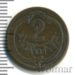 Австрия 2 геллера, 1896 (2 геллера. Австрия 1896г. Cu.)