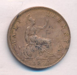 Великобритания ½ пенни, 1875 (1/2 пенни. Великобритания. 1875)
