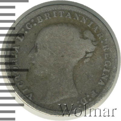 Великобритания 3 пенса, 1877 (3 пенса. Великобритания 1877г. Ag.)
