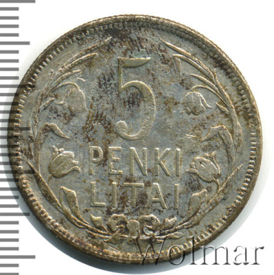 Литва 5 лит, 1925 (5 лит. Литва 1925г. Ag.)