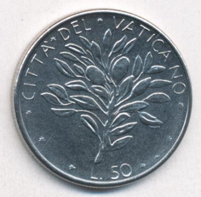 Ватикан 50 лир, 1976 (50 лир. Ватикан 1976)