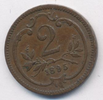 Австрия 2 геллера, 1895 (2 геллера. Австрия 1895)