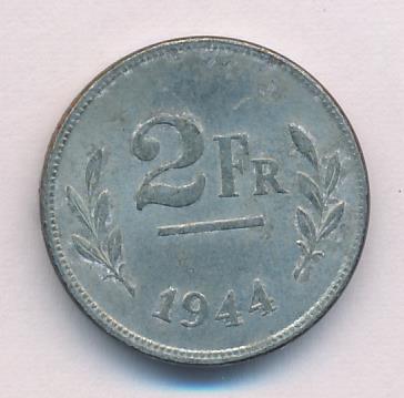 Бельгия 2 франка, 1944 (2 франка. Бельгия 1944)