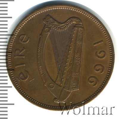 Ирландия 1 пенни, 1966 (1 пенни. Ирландия 1966г. Cu.)