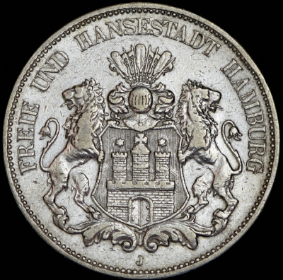 1 копейка 1757 г. ММД. Елизавета I. Орел в облаках. Красный монетный двор (5 марок 1901 (Гамбург) J)