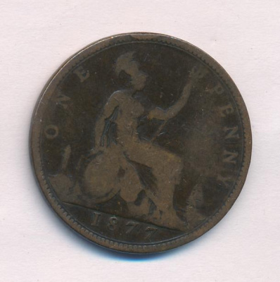 Великобритания 1 пенни, 1877 (1 пенни. Великобритания 1877)