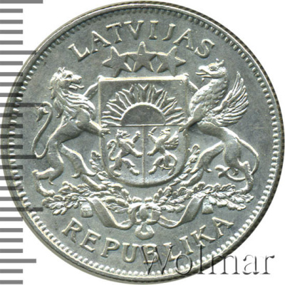 Латвия 2 лата, 1926 (2 лата. Латвия 1926г. Ag.)
