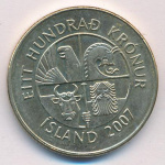 Исландия 100 крон, 2007 (100 крон. Исландия 2007)
