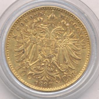 Австрия 10 крон, 1897 (10 крон. Австрия. М-3,36г. 1897)