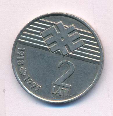 Латвия 2 лата, 1993 (2 лата. Латвия 1993)