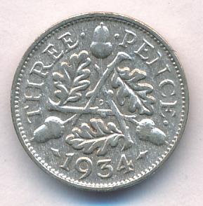 Великобритания 3 пенса, 1934 (3 пенса Великобритания. 1934)
