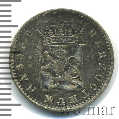 Нассау 6 крейцеров, 1844 (6 крейцеров. Нассау. Германия 1844г. Ag.)