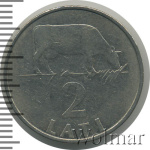Латвия 2 лата, 1992 (2 лата. Латвия 1992г. Cu-Ni.)