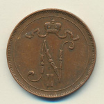10 пенни 1917 г. Для Финляндии (Николай II). С вензелем Николая II (10 пенни 1917)