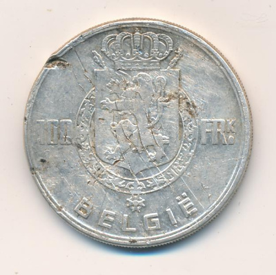 Бельгия 100 франков, 1951 (100 франков. Бельгия 1951)