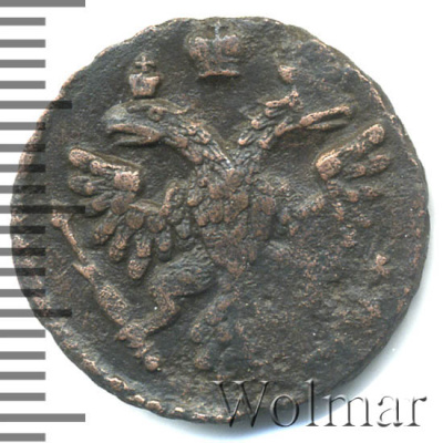 Полушка 1741 г. Иоанн Антонович. (Полушка 1741г. Cu. RR, Петров - 1 рубль, Ильин - 3 рубля.)