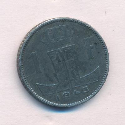 Бельгия 1 франк, 1943 (1 франк. Бельгия 1943)
