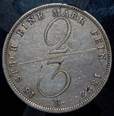 Ганновер ⅔ талера, 1827 (2/3 талера 1827 (Ганновер) (в слабе) B)