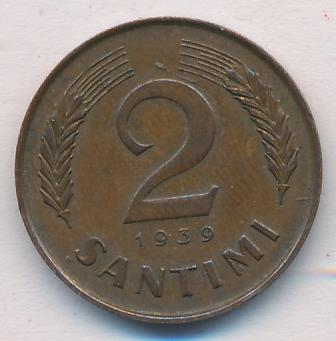 Латвия 2 сантима, 1939 (2 сантима. Латвия 1939)