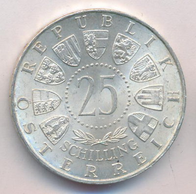 Австрия 25 шиллингов, 1956 (25 шиллингов. Австрия. В.А.Моцарт 1956)