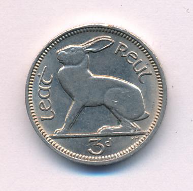 Ирландия 3 пенса, 1968 (3 пенса. Ирландия 1968)