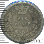 Великобритания 6 пенсов, 1878 (6 пенсов. Великобритания 1878г. Ag.)