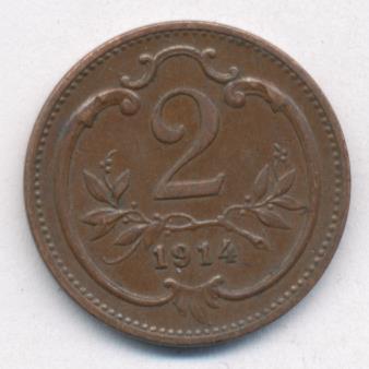 Австрия 2 геллера, 1914 (2 геллера. Австрия 1914)