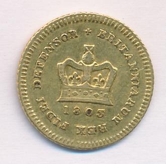 Великобритания ⅓ гинеи, 1803 (1/3 гинеи. Великобритания . М-2,8г 1803)