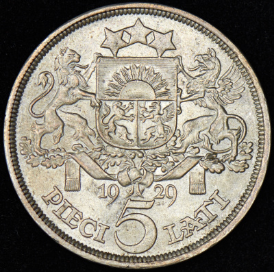 Латвия 5 латов, 1929 (5 лат 1929 (Латвия))