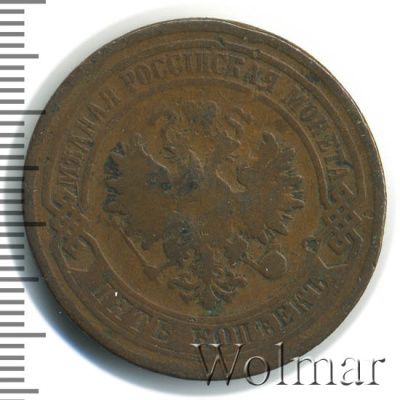 5 копеек 1879 г. СПБ. Александр II. (5 копеек 1879г. СПБ. Cu.)