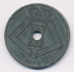 Бельгия 25 сантимов, 1942 (25 сантимов. Бельгия. 1942)