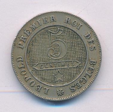 Бельгия 5 сантимов, 1863 (5 сантимов. Бельгия 1863)