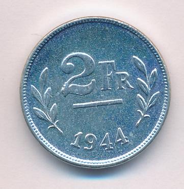 Бельгия 2 франка, 1944 (2 франка. Бельгия 1944)