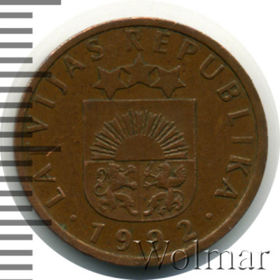 Латвия 2 сантима, 1992 (2 сантима. Латвия 1992г. Cu.)