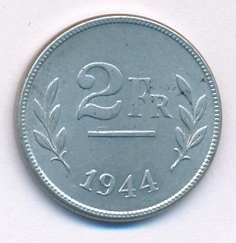 Бельгия 2 франка, 1944 (2 франка. Бельгия 1944)