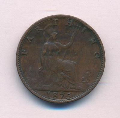 Великобритания 1 фартинг, 1875 (Фартинг. Великобритания 1875)