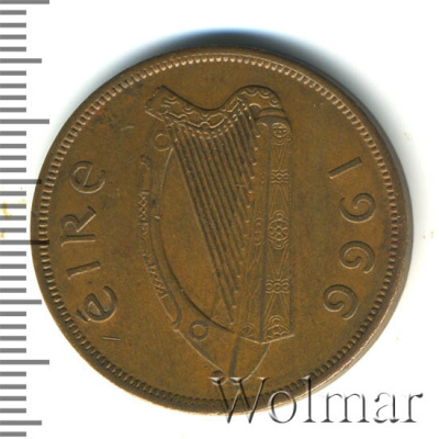Ирландия 1 пенни, 1966 (1 пенни. Ирландия 1966г. Cu.)