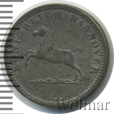 Ганновер 1 грош, 1859 (1 грош. Ганновер. Германия 1859г. B. Ag.)