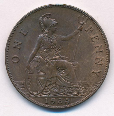 Великобритания 1 пенни, 1935 (1 пенни. Великобритания, Георг V. 1935)