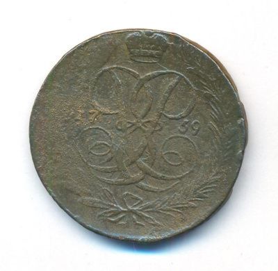 5 копеек 1759 г. ММ. Елизавета I. Обозначение монетного двора ММ (5 копеек. 1759)