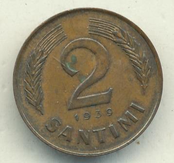 Латвия 2 сантима, 1939 (2 сантима. Латвия 1939)