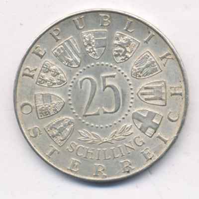 Австрия 25 шиллингов, 1956 (25 шиллингов. Австрия. Вольфганг Моцарт. 1956)